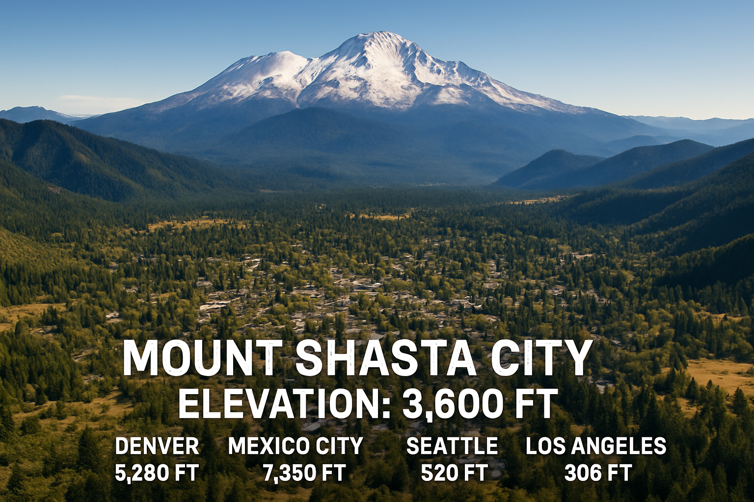 Is Mount Shasta City located at a high elevation compared to major cities? — Expert Facts